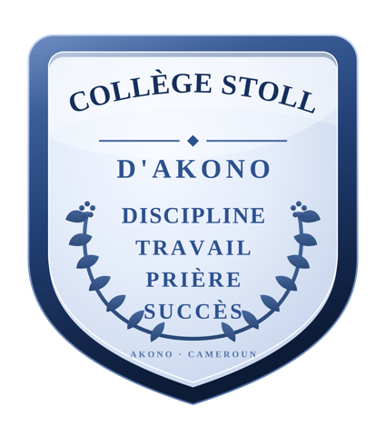 Écusson du Collège Stoll d'Akono — Discipline, Travail, Prière, Succès